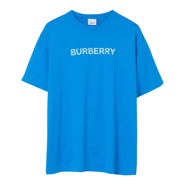 Burberry Logo Print Cotton T-shirt Blue