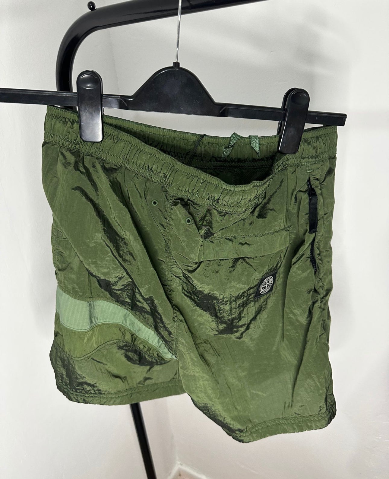 Stone Island Green Nylon Shorts