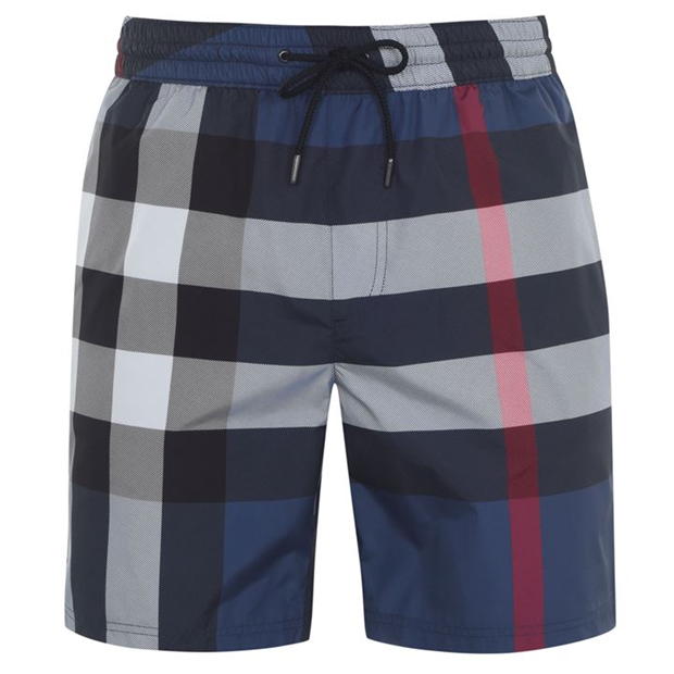 Burberry Check Swim Shorts Carbn Blue