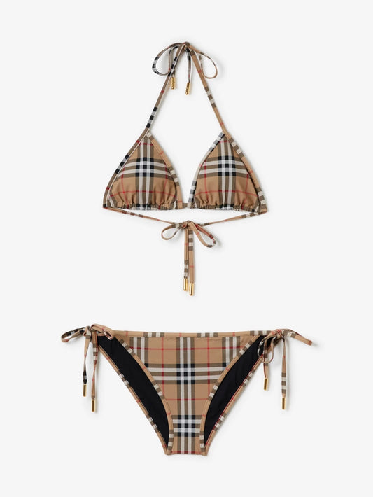 Burberry  Check Stretch Nylon Triangle Bikini